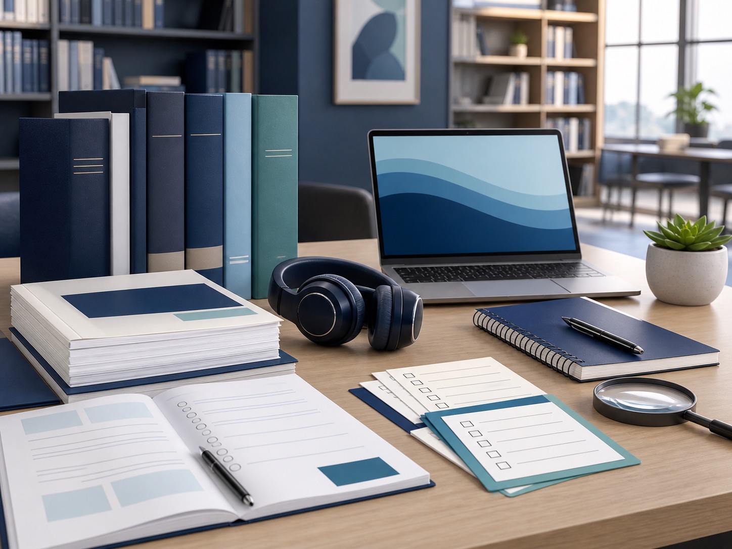 Curated PTE resource library with handbooks, practice tools, headphones and study notes