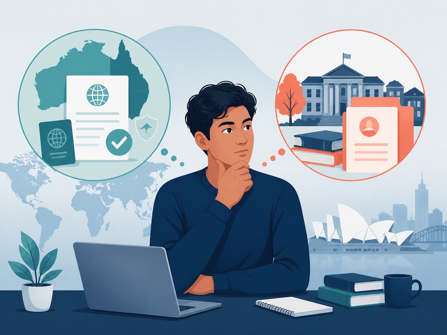Visual explanation of student visa and university admission